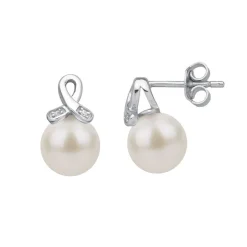 Boucles d'Oreilles Femme Puces EDORA ARGENT 925/1000 et Perles