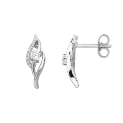 Boucles d'Oreilles Femme Puces Vagues EDORA ARGENT 925/1000 et Oxydes