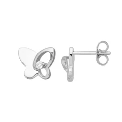 Boucles d'Oreilles femme puces papillons EDORA ARGENT 925/1000 et Oxydes