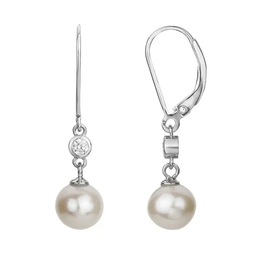 Boucles d'Oreilles Femme Pendantes EDORA ARGENT 925/1000 et Perles