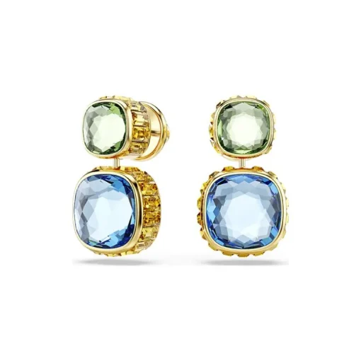 Boucles d'Oreilles Femme Pendantes Swarovski Chroma Doré et Cristaux 5692492
