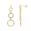 Boucles d'oreilles femme pendantes PLAQUE OR et oxydes