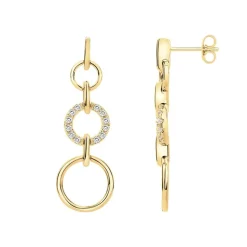 Boucles d'oreilles femme pendantes PLAQUE OR et oxydes