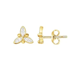 Boucles d'oreilles femme puces fleurs EDORA PLAQUE OR et oxydes