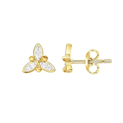 Boucles d'oreilles femme puces fleurs EDORA PLAQUE OR et oxydes