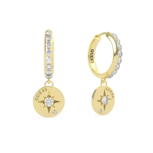 Boucles d'Oreilles Femme Pendantes GUESS WANDERLUST métal doré et strass
