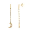 Boucles d'Oreilles Femme Pendantes Lunes PLAQUE OR Jaune et Oxydes
