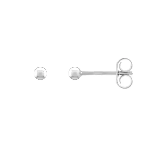 Boucles d'Oreilles Femme Puces Boules OR 750/1000 Blanc