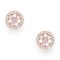 Boucles d'oreilles femme Puces FOSSIL Acier Doré Rose