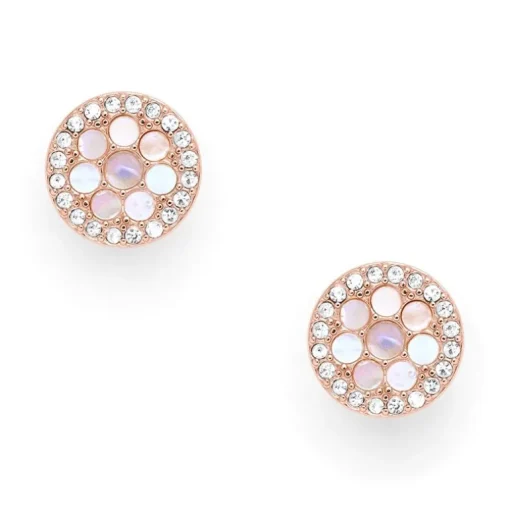 Boucles d'oreilles femme Puces FOSSIL Acier Doré Rose