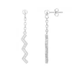 Boucles d'Oreilles femme pendantes triangles EDORA ARGENT 925/1000 et Oxydes