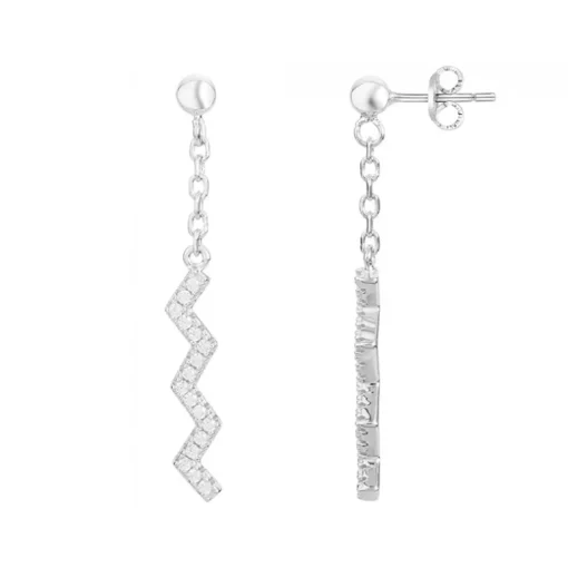 Boucles d'Oreilles femme pendantes triangles EDORA ARGENT 925/1000 et Oxydes