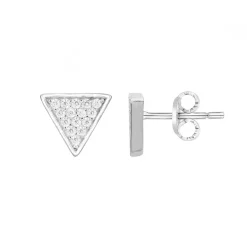 Boucles d'Oreilles femme puces triangles EDORA ARGENT 925/1000 et Oxydes