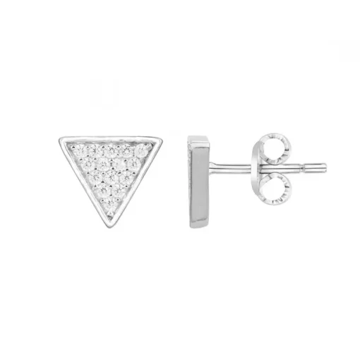 Boucles d'Oreilles femme puces triangles EDORA ARGENT 925/1000 et Oxydes