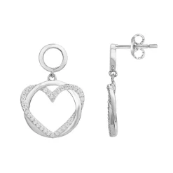 Boucles d'Oreilles femme Pendantes coeurs EDORA ARGENT 925/1000 et Oxydes
