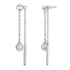Boucles d'Oreilles femme Pendantes EDORA ARGENT 925/1000 et perles