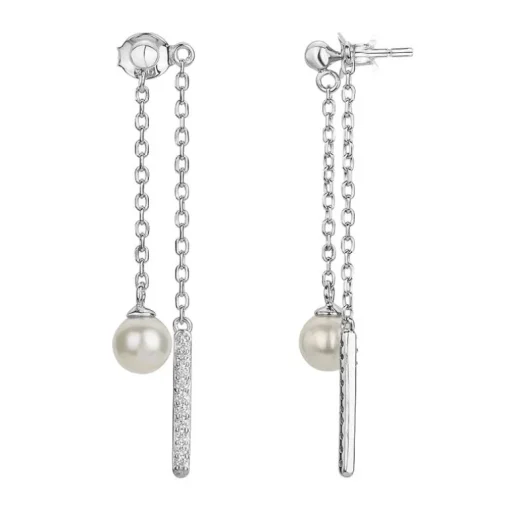 Boucles d'Oreilles femme Pendantes EDORA ARGENT 925/1000 et perles