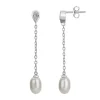 Boucles d'Oreilles femme Pendantes EDORA ARGENT 925/1000 et Perles