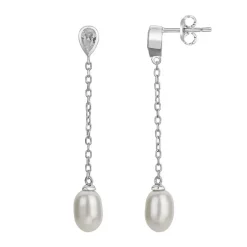 Boucles d'Oreilles femme Pendantes EDORA ARGENT 925/1000 et Perles