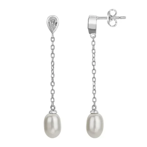 Boucles d'Oreilles femme Pendantes EDORA ARGENT 925/1000 et Perles