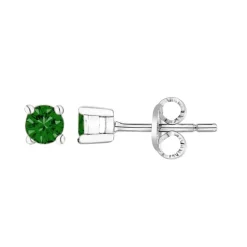 Boucles d'Oreilles Femme Puces EDORA ARGENT 925/1000 Argenté et spinelle verte 70400447