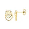 Boucles d'oreilles femme puces coeurs PLAQUE OR et oxydes
