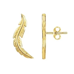Boucles d'oreilles femme plumes EDORA PLAQUE OR et oxydes