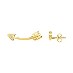 Boucles d'oreilles femme puces flèches EDORA PLAQUE OR et oxydes