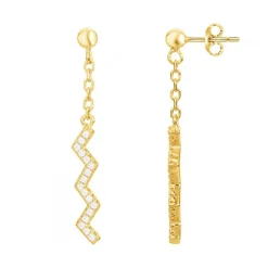 Boucles d'oreilles femme pendantes EDORA PLAQUE OR et oxydes