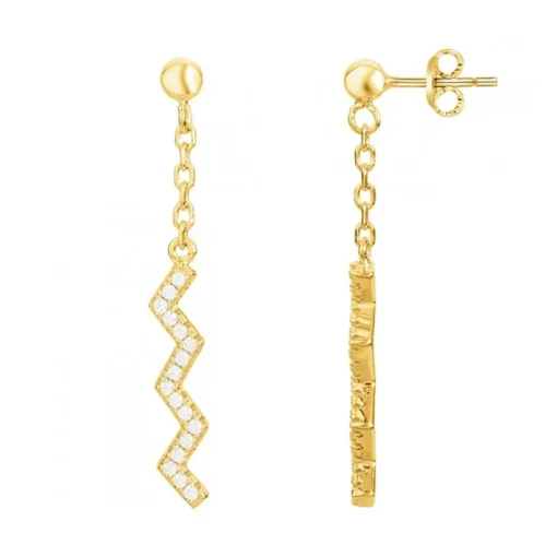Boucles d'oreilles femme pendantes EDORA PLAQUE OR et oxydes
