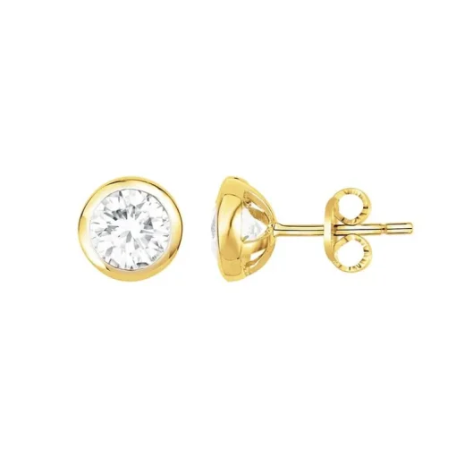 Boucles d'oreilles femme puces EDORA PLAQUE OR et oxydes