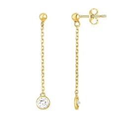 Boucles d'oreilles femme pendantes EDORA PLAQUE OR et oxydes