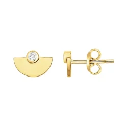 Boucles d'oreilles femme puces demi-cercles EDORA PLAQUE OR et oxydes