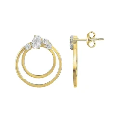 Boucles d'oreilles femme pendantes EDORA PLAQUE OR et oxydes