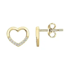 Boucles d'oreilles femme puces coeurs EDORA PLAQUE OR et oxydes
