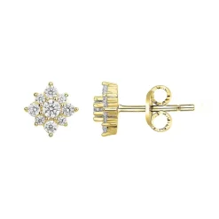Boucles d'oreilles femme puces fleur EDORA PLAQUE OR et oxydes
