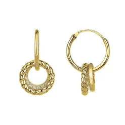 Boucles d'oreilles femme pendantes cordes EDORA PLAQUE OR et oxydes