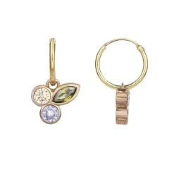 Boucles d'oreilles femme pendantes EDORA PLAQUE OR et oxydes