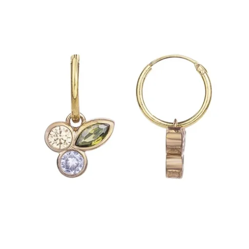 Boucles d'oreilles femme pendantes EDORA PLAQUE OR et oxydes