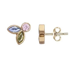 Boucles d'oreilles femme PUCES EDORA PLAQUE OR et oxydes