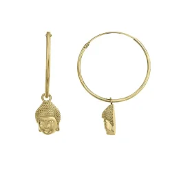 Boucles d'oreilles femme pendantes bouddha EDORA PLAQUE OR