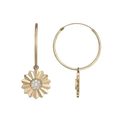 Boucles d'oreilles femme pendantes fleurs PLAQUE OR et oxydes