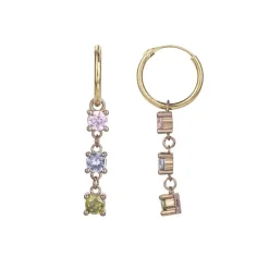 Boucles d'oreilles femme pendantes PLAQUE OR et oxydes