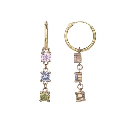 Boucles d'oreilles femme pendantes PLAQUE OR et oxydes