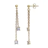 Boucles d'oreilles femme pendantes PLAQUE OR et spinelles bleues
