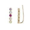 Boucles d'oreilles femme PLAQUE OR et oxydes multicolores