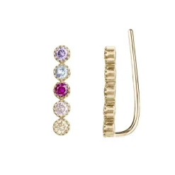 Boucles d'oreilles femme PLAQUE OR et oxydes multicolores