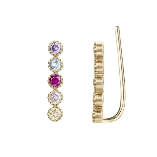 Boucles d'oreilles femme PLAQUE OR et oxydes multicolores