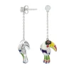 Boucles d'Oreilles femme pendantes UNA STORIA TOUCAN ARGENT 925/1000 et oxydes