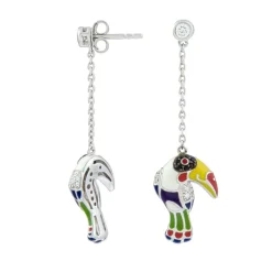 Boucles d'Oreilles femme pendantes UNA STORIA TOUCAN ARGENT 925/1000 et oxydes